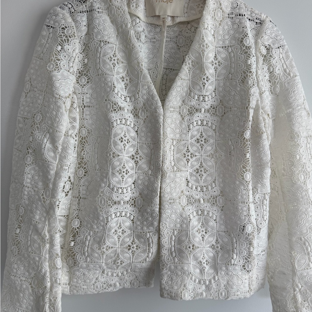 Maje White Lace Blazer